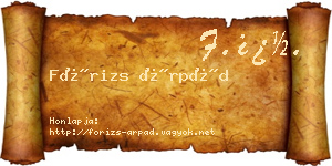 Fórizs Árpád névjegykártya