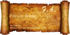 Fórizs Árpád névjegykártya