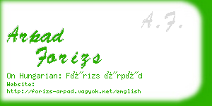 arpad forizs business card